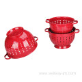 Red Painting Stainless Steel Colander with Ring Base